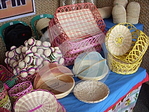 Hats and baskets made of Ã¢â¬ÅpurunÃ¢â¬Â, traditional handicrafts typical of the Ã¢â¬ÅbanjarÃ¢â¬Â tribe